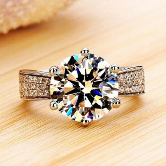 Beautiful 925 Sterling Silver 6ct Cushion Diamond Ring - Picture 2 of 3